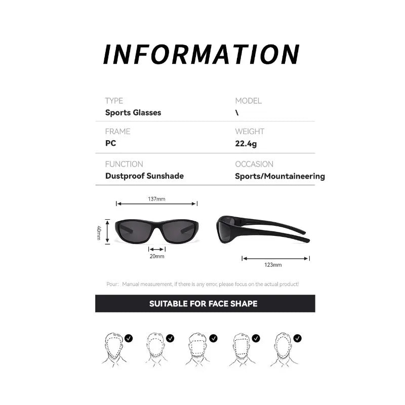 1/3PCS Unisex Polarized Sports Sunglasses Photochromic Wraparound Lenses for Cycling Fishing Driving Night Vision