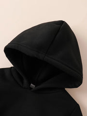 Baby boy long sleeved size 23 digital pattern fleece long sleeved hooded sweatshirt+long pants two-piece set suitable for casual