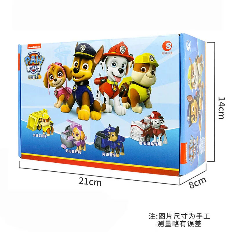100% Original Paw Patrol 4PCS Vehicle Chase Skye Marshall Pull Back Cars Playset Kids Action Figure Children Toys Birthday Gift