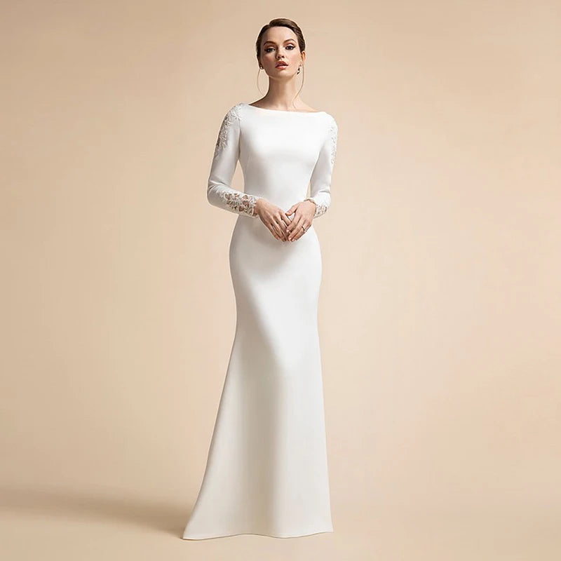 White Bridesmaid Dresses: Wedding Dresses Long Sleeves Ivory Muslim Bridal Gowns