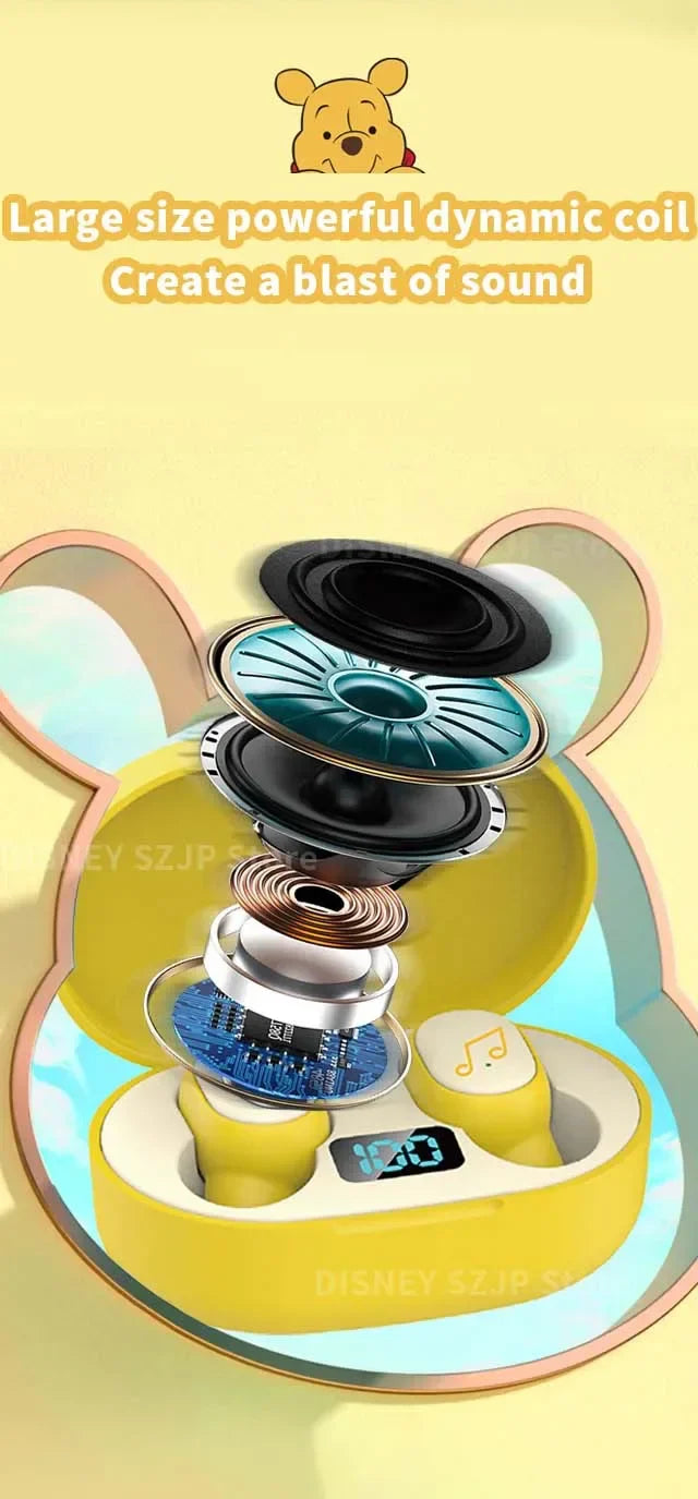 Disney Original Earbuds E6S Mini Cartoon Wireless Earphones Bluetooth 5.3 HIFI Sound Noise Reduction Headphone Long Battery Life