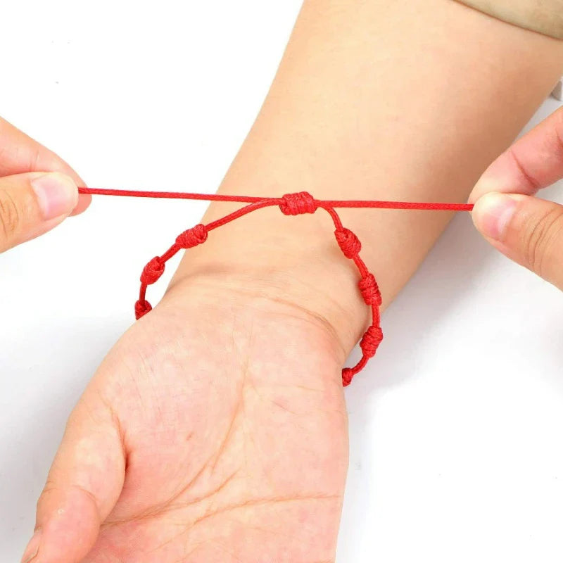 2/200Pcs 7 Knots Red String Couple Bracelet Women Men Lucky Amulet Handmade Rope Friendship Wristband Jewelry Gifts Accessory