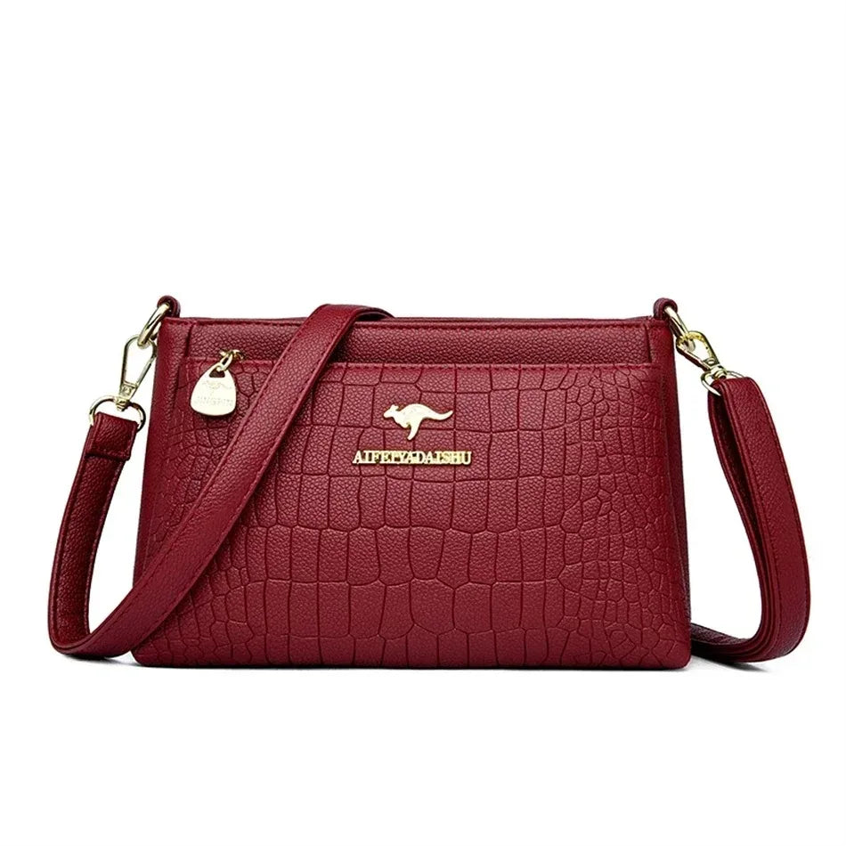 Soft Leather Handbags Women Bags Designer 3 Layers Shoulder Crossbody
