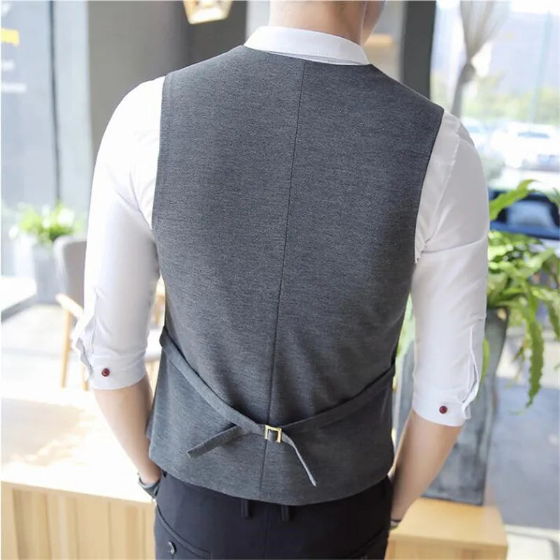 Tuxedo for Mens: Men's Double Breasted Vest Spring Slim Sleeveless Formal Suit