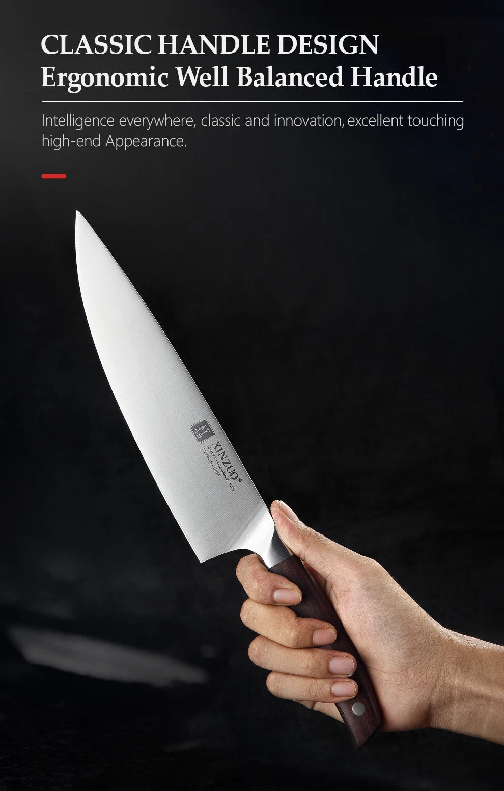 XINZUO 8'' Chef Knife German DIN 1.4116 Steel Kitchen Knives Stainless Steel Meat