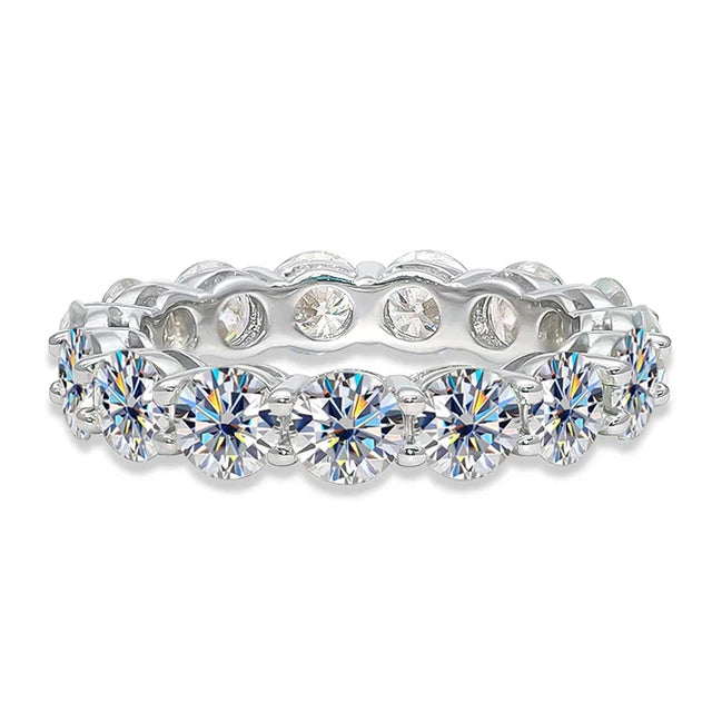 ALITREE 5mm 7ct D Color Moissanite Ring 925 Sliver Wedding Band Eternity Band Engagement Rings For Women