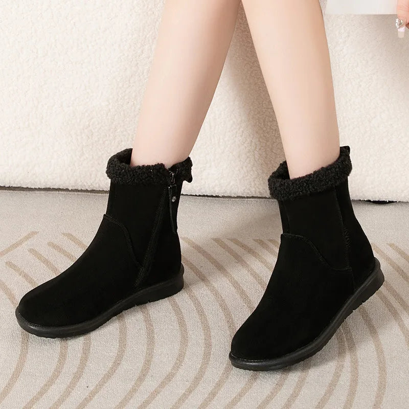 Cowhide Boots Comfort Warm Snow Boots Woman