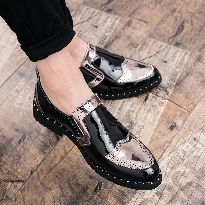 Business Loafers Men Casual Shoes Formal Office Shoes Men Patent Leather Moccasins Luxury Fashion Designer Slip On Driving Shoes