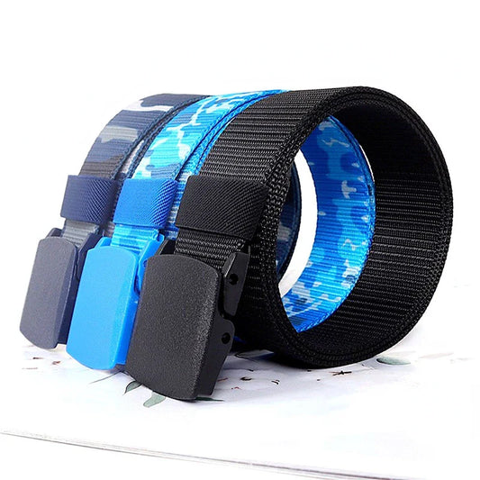 3.8X110cm High Quality Automatic Buckle Nylon Men Belt Outdoor Hunting Multifunctional Tactical Canvas Camouflage Belt for Women