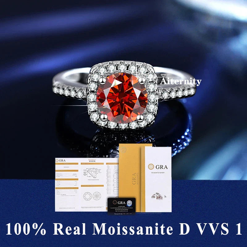 NEW 100% Real Moissanite Ring D VVS1 Pass Diamond Test Pen Adjustable Size S925 Sliver GRA Certificate Wedding Rings for Women