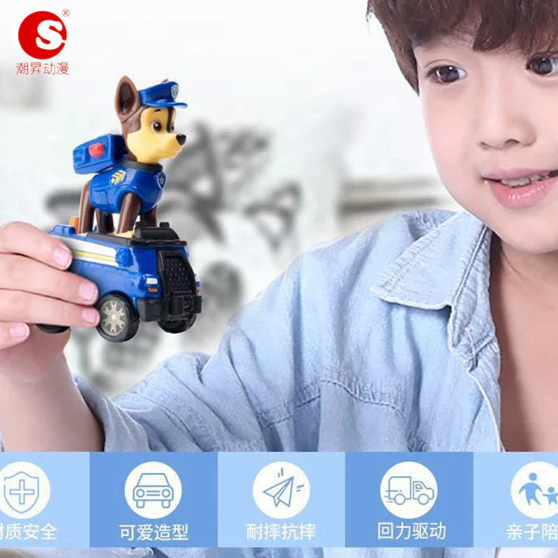 100% Original Paw Patrol 4PCS Vehicle Chase Skye Marshall Pull Back Cars Playset Kids Action Figure Children Toys Birthday Gift