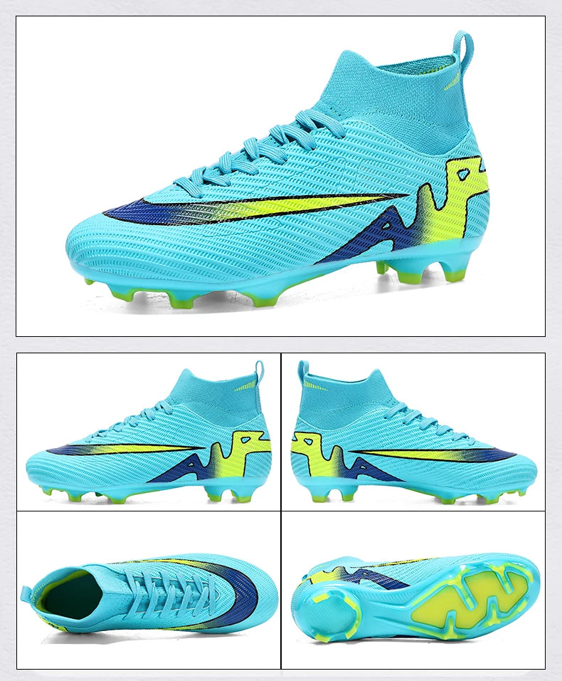 Professional Men High Ankle Football Boots Soccer Cleats TF/FG Training