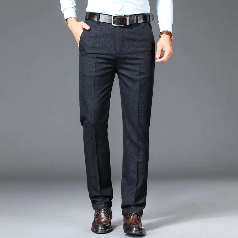 Men's Spring Autumn Solid High Waist Button Pockets Zipper Casual Suit Workwear