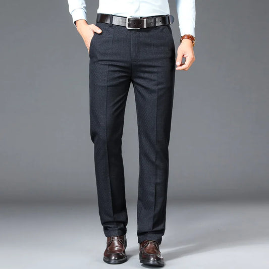 Men's Spring Autumn Solid High Waist Button Pockets Zipper Casual Suit Workwear