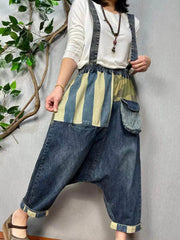 Winter Females Fashion Plus Size Denim Strap Pants Women Loose Vintage Jeans