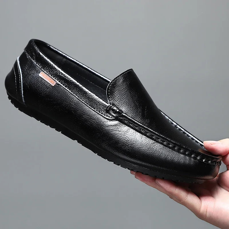 Fashion Leather Men Casual Shoes Italian Brand Formal Men Loafers Moccasins Breathable Slip on Soft Driving Shoes Plus Size 47