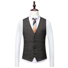 Blazers Jacket Pants Vest Men's Casual Boutique Business British Plaid Striped Suit