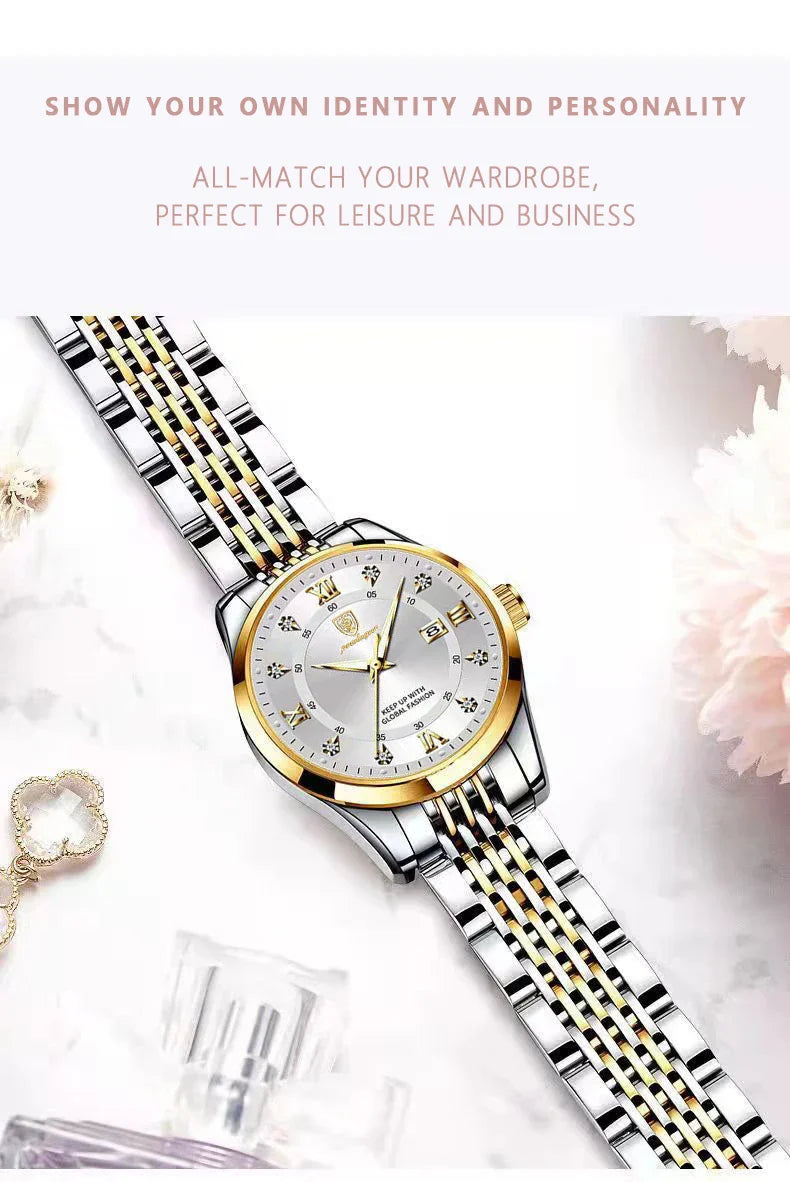 POEDAGAR Luxury Woman Watch Waterproof Stainless Steel Luminous Date Ladies Watch Fashion Simple Casual Women’s Quartz Watches