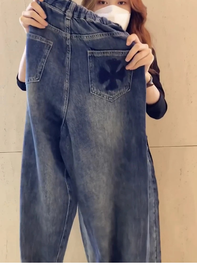 Y2k Large Size Straight Leg Jeans Female Spring And Autumn