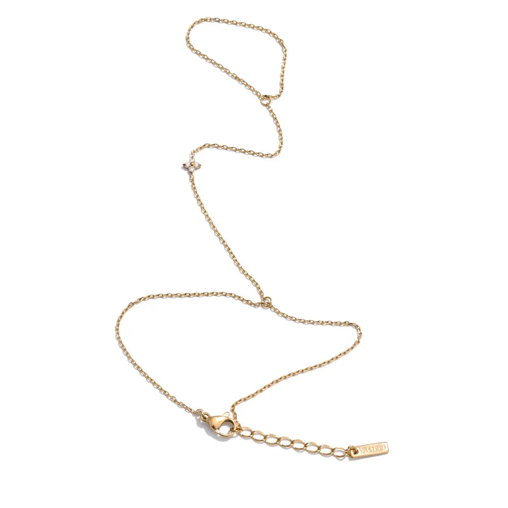 Yhpup Hot Style Zirconia Round Back of Hand Chain Finger Bracelet Bangle Stainless Steel Chic Fashion Jewelry Wholesale 2025 New