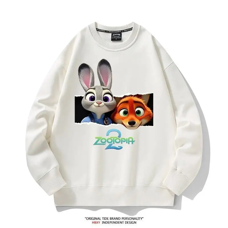 Spring Kid Boy Clothes Children Girls Disney Zootopia 2 Judy Hopps Nick Wilde Print Sweatshirt Top Baby Cartoon Pullover