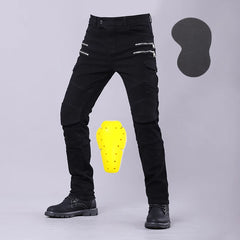 Double Zipper Metal Style Motorcycle Pants Men For Woman Outdoor Riding Jeans