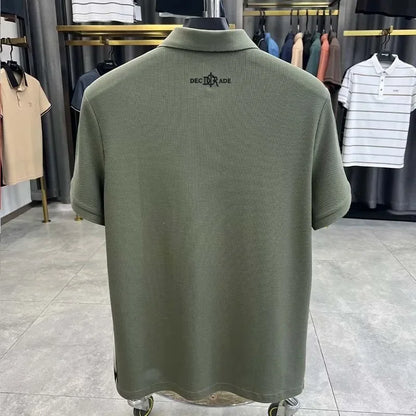 Premium 100% cotton men's short sleeve polo shirt luxury fashion brand letter embossed summer new business casual lapel T-shirt