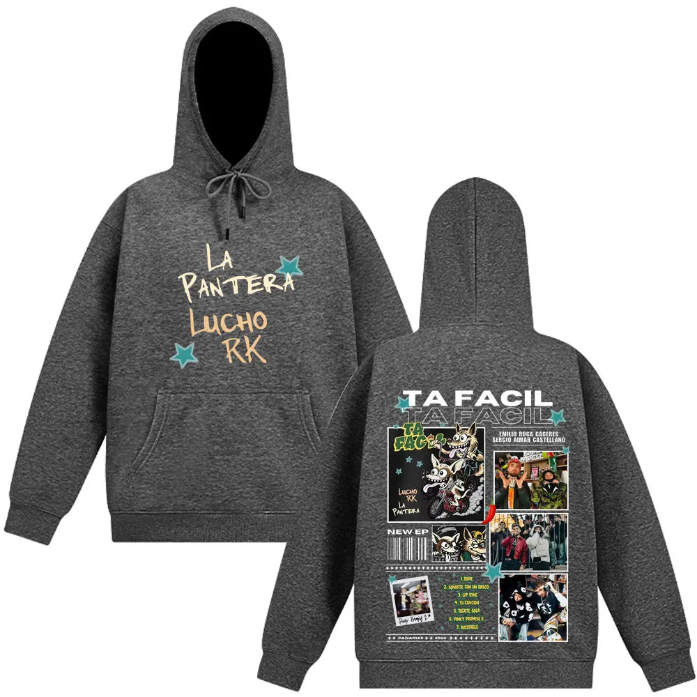 Rapper La Panter Lucho Rk Ta Facil Album 2025 Tour Fashion Print Hoodie Men Women Harajuku Hip-hop Oversized Tracksuit Fan Gifts