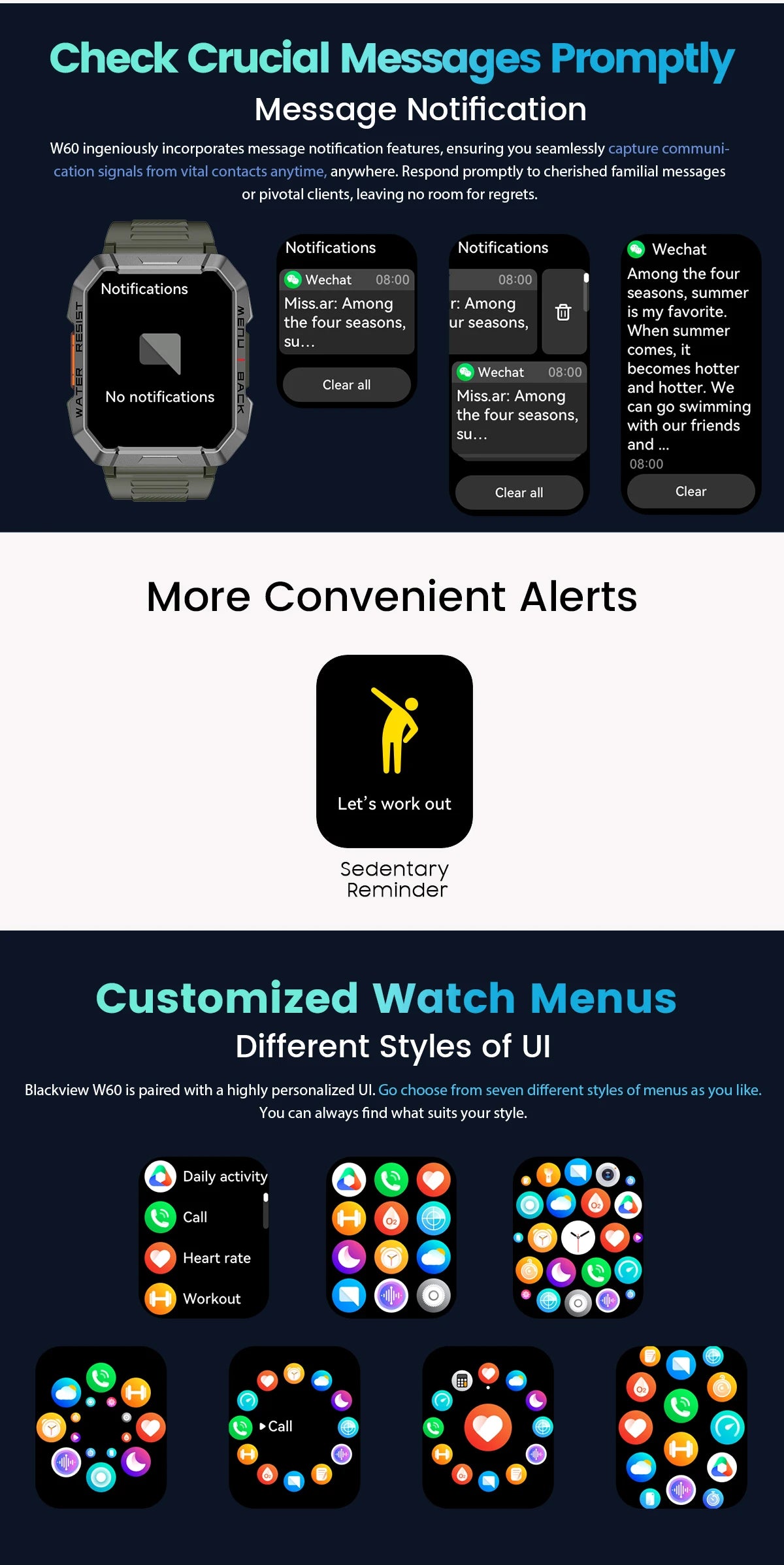 Blackview W60 Smartwatch 2.01'' HD Display TFT Rugged Smart Watch for Outdoor With Emergency Lighting Bluetooth Calling
