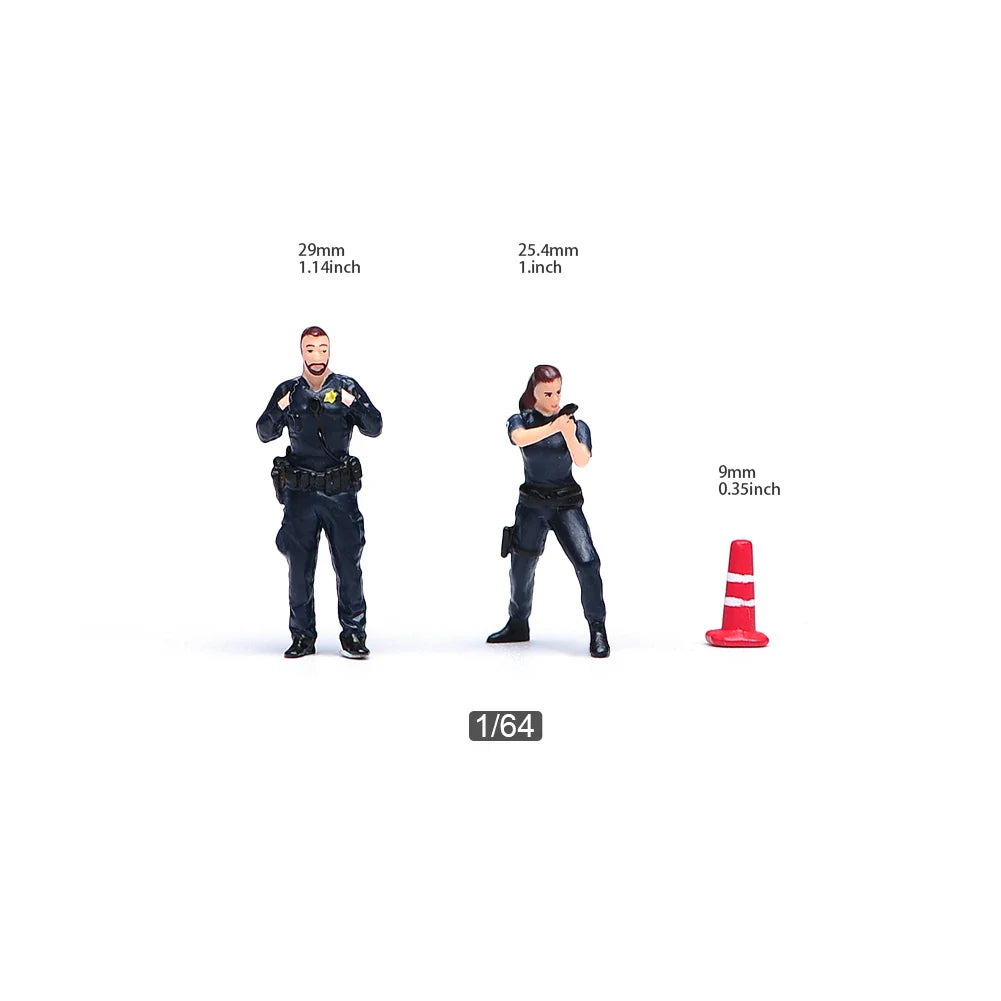 Painted Miniatures 1/64 Scale Beauty Handsome Boy Policeman Girls Male Female Scene Figure Model For Car Vehicles Decorate