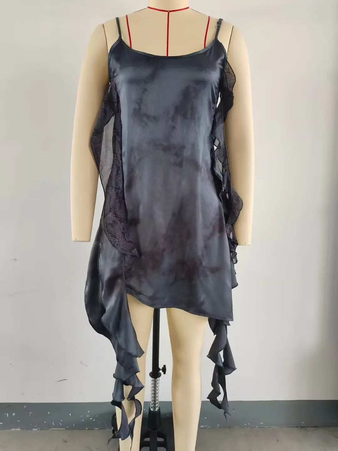 KONDALA Sexy Chic Women Dress Solid Cami Backless Sequined Tierred Mini Short Dress Fashion 2025 Fall Evening Club Party Dress