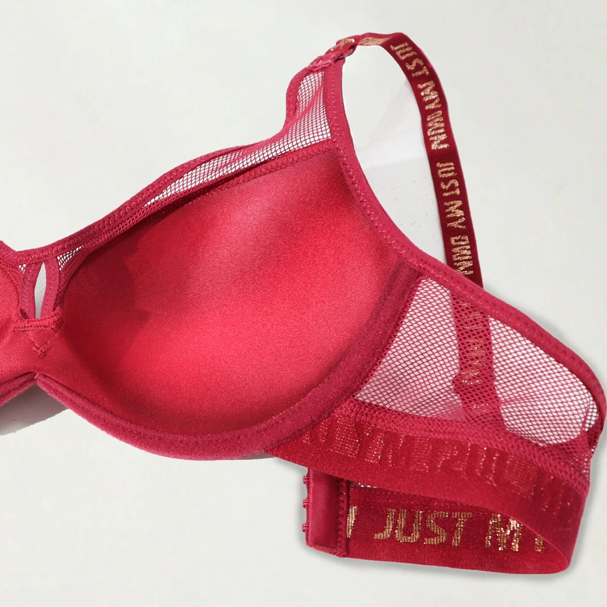 Thick Pad Push Up Bra with wire for Small Chest Women Letter Print Mesh Underwear