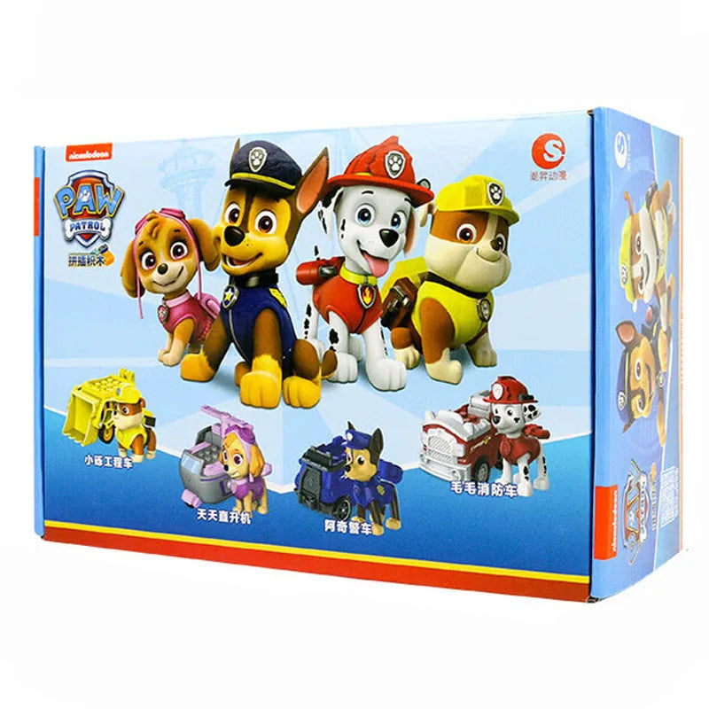 100% Original Paw Patrol 4PCS Vehicle Chase Skye Marshall Pull Back Cars Playset Kids Action Figure Children Toys Birthday Gift