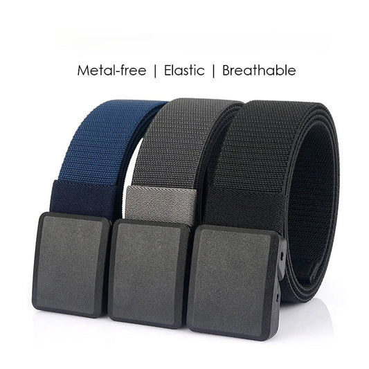 New Metalless Elastic Belt for Men and Women Premium Plastic Buckle Stretch Casual Belt 120cm Jeans Girdle Male