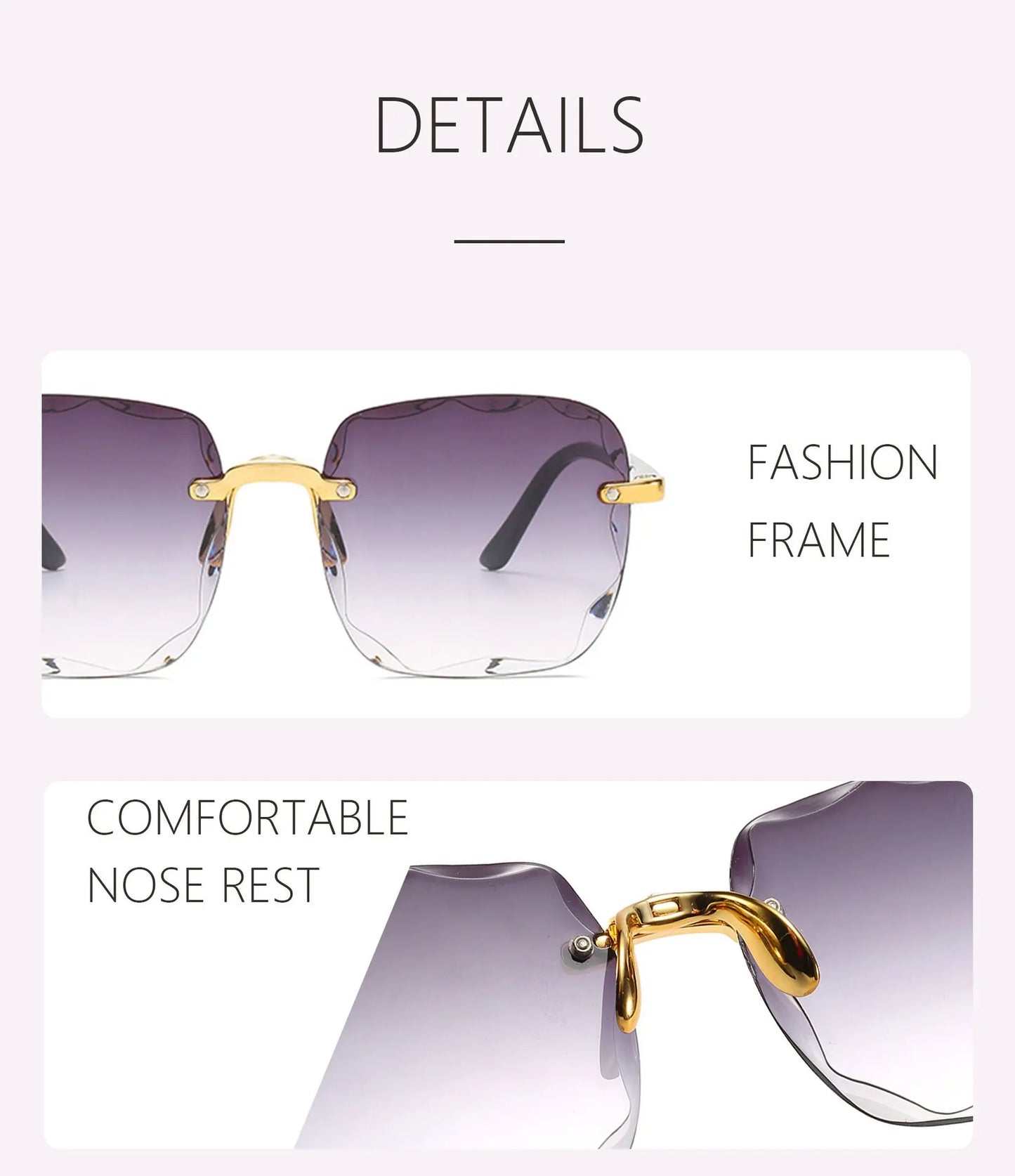 Square Frameless Classic Gradient Women Sunglasses