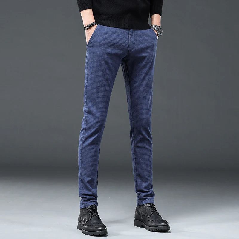 Autumn Winter Business Suit Pants Men's Elastic Waist Casual Trousers