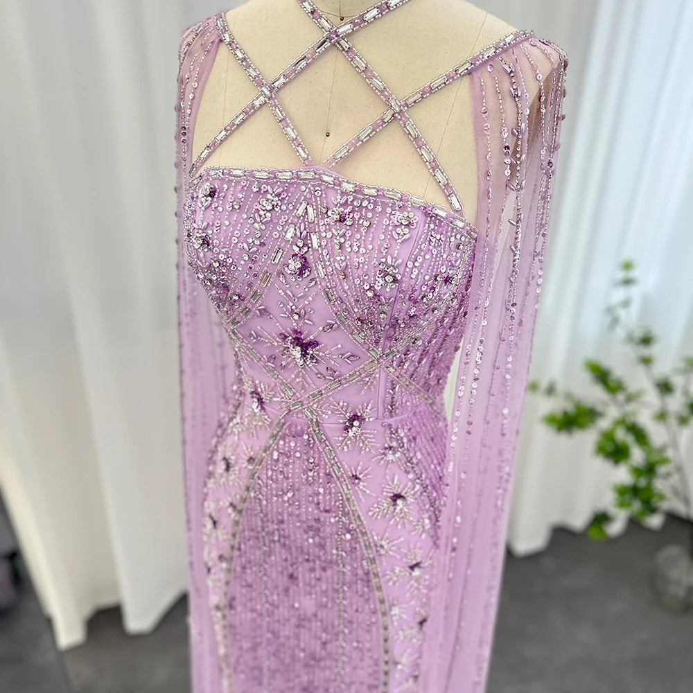 White Bridesmaid Dresses: Sharon Said Aqua Lilac Arabic Mermaid Evening Dress