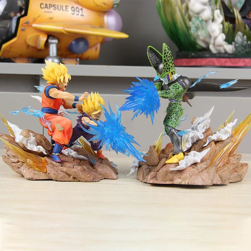 Dragon Ball Z Son Goku Gohan VS Cell Anime Figures Cell Salu Figurine Pvc Statue Model Doll Desk Collectible Decora Toys Gifts