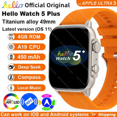 New Smartwatch Official Original Hello Watch 5 Plus ULTRA 3 49mm HD AMOLED 4G ROM NFC GPT Compass Bluetooth Call Clock Men Women