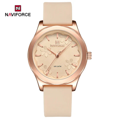 NAVIFORCE Watches for Women Creative Fashion Flower Dial Wristwatch Ladies Quartz Waterproof Shockproof Female Clock Gifts 2024