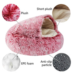 Semi-Enclosed Pet Cat Nest Warm Plush Pressure Resistant Soft Cat Sleeping Bed