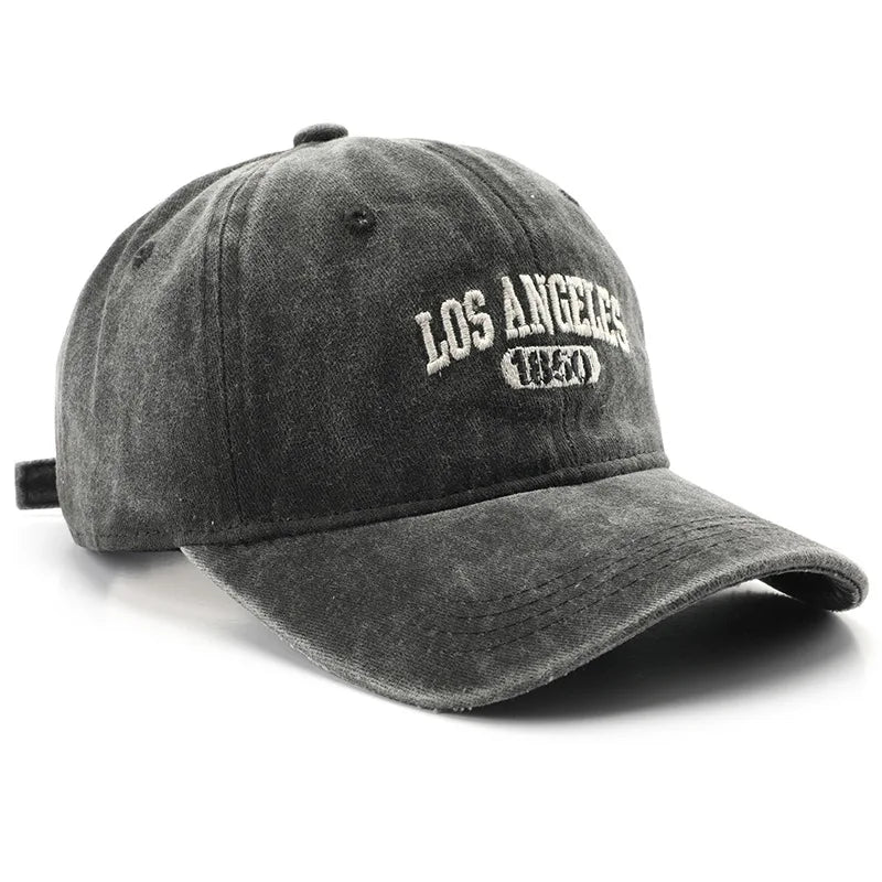 Personality female wash do old letter embroidery LOS ANGELES 1850 cap outdoor male sports travel sun protection baseball cap