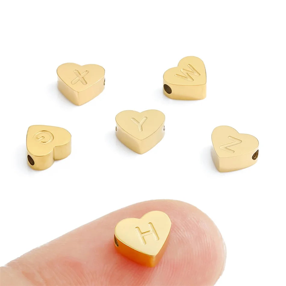 SUNIBI Initial Name Heart Shape Pendant For Necklaces Stainless Steel Necklace for Women Bracelet Make Earrings Jewelry