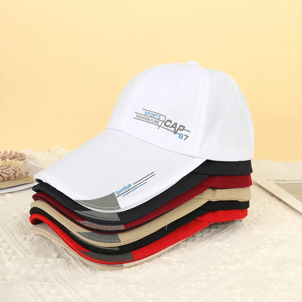2024 Fashion Line Baseball Cap For Men Sports Cap Hat Fish Outdoor Long Visor Brim Shade Snapback Sun Hat Women's Summer Hat