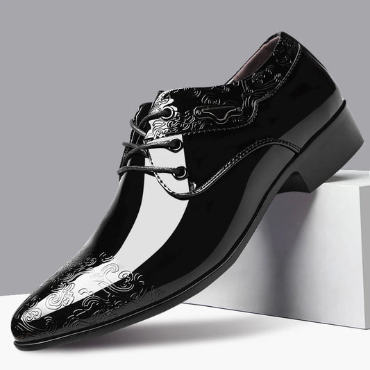 Casual Business Shoes for Men Dress Shoes Lace Up Formal Black Patent Leather