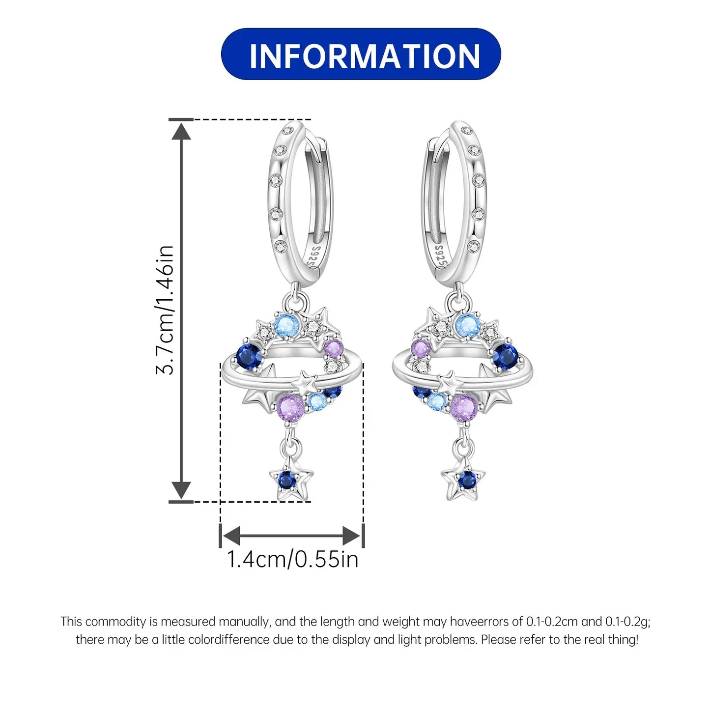 PANPOKI 925 Sterling Silver Multi Layer Starry Tassel Drop Earrings Women Earrings Charm Trend Versatile Party Jewelry Gifts