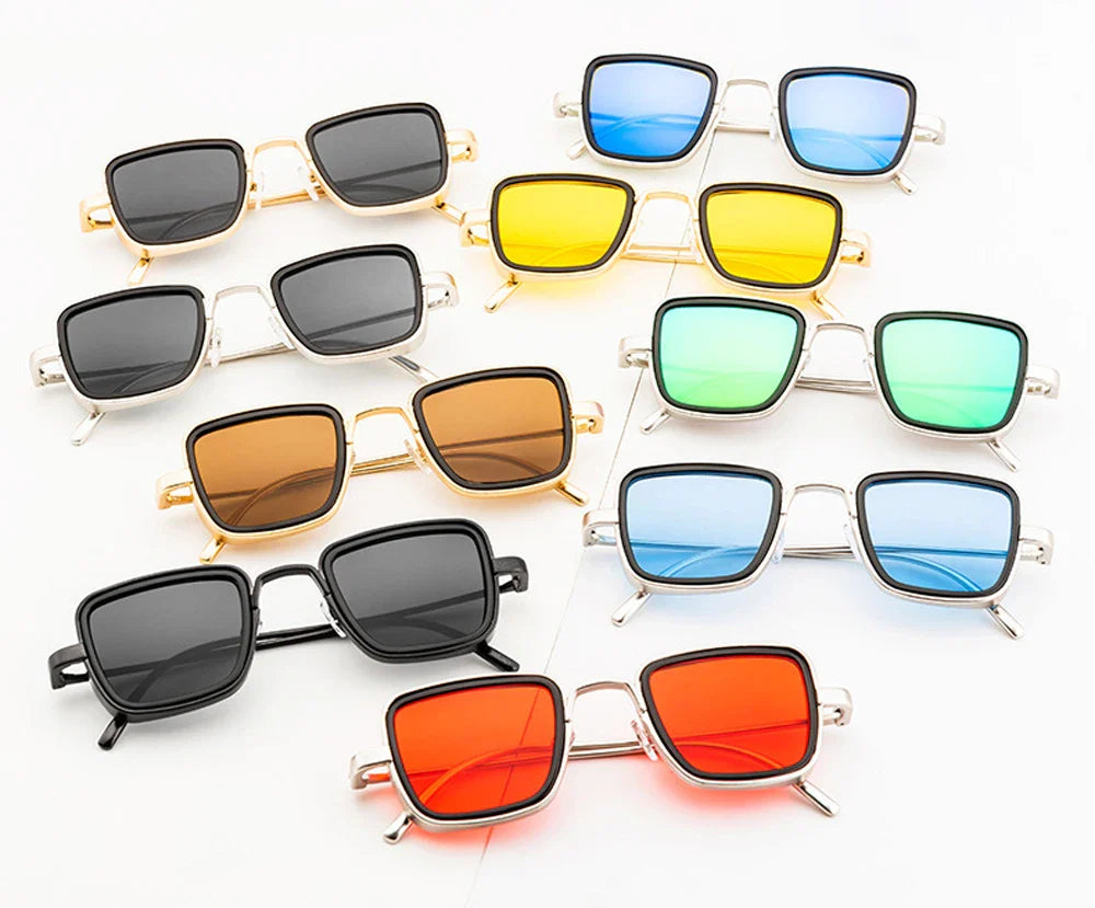 Stylish Retro Brand Shades Men Women Sun Glasses UV400 Square Vintage Metal Steampunk Sunglasses