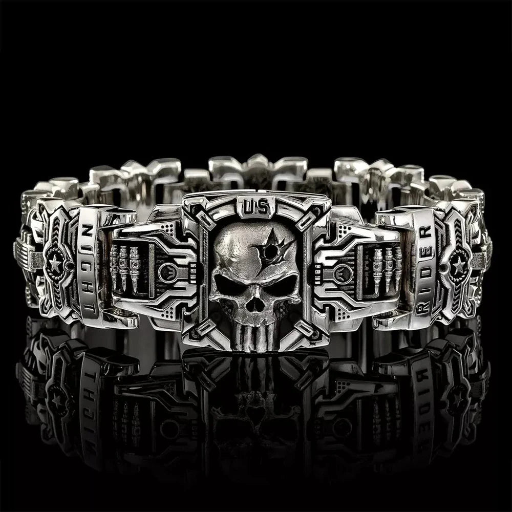 Vintage Charm Skull Bracelet Punk Hip Hop Rider Bracelet for Men Boy Gift High Quality US Street Motorcycle Jewelry Dropshipping