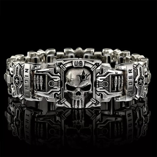 Vintage Charm Skull Bracelet Punk Hip Hop Rider Bracelet for Men Boy Gift High Quality US Street Motorcycle Jewelry Dropshipping