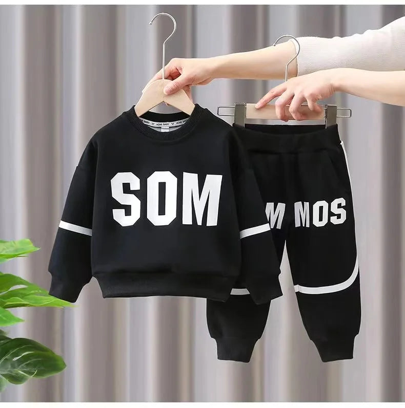 Spring Autumn Boys Clothing Set 2024 New Children's Baby Top and Pants Two Piece Boys Long Sleeve Sweater Set Kids Clothes Suit